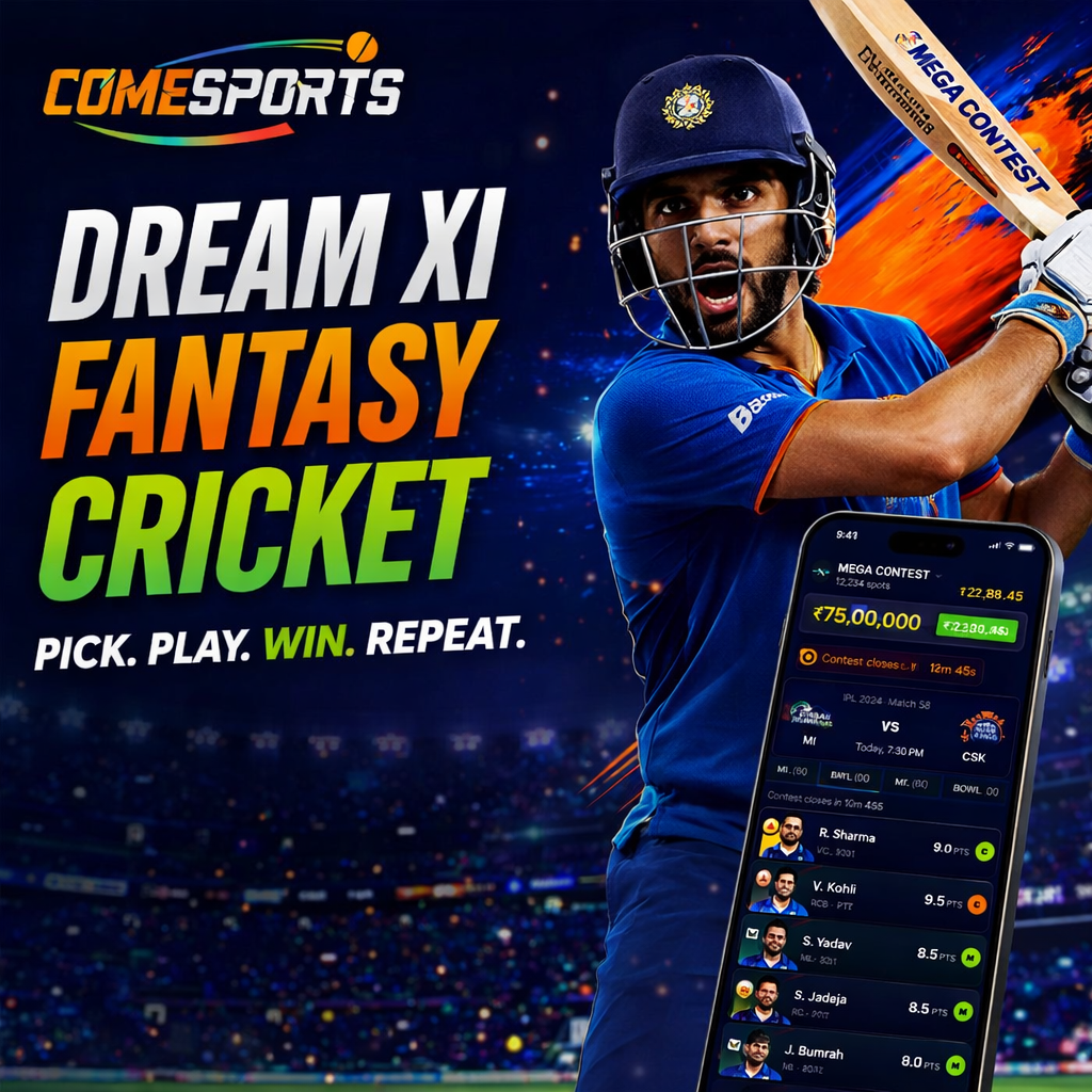 Cricket Sports App Dream XI fantasy cricket ad visual