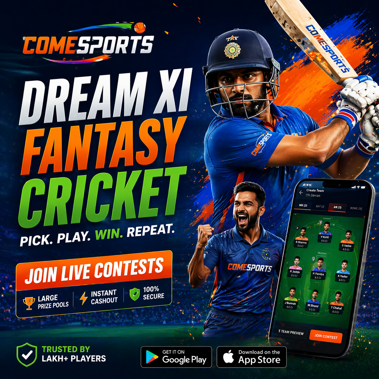 Cricket Sports App fantasy sports main visual
